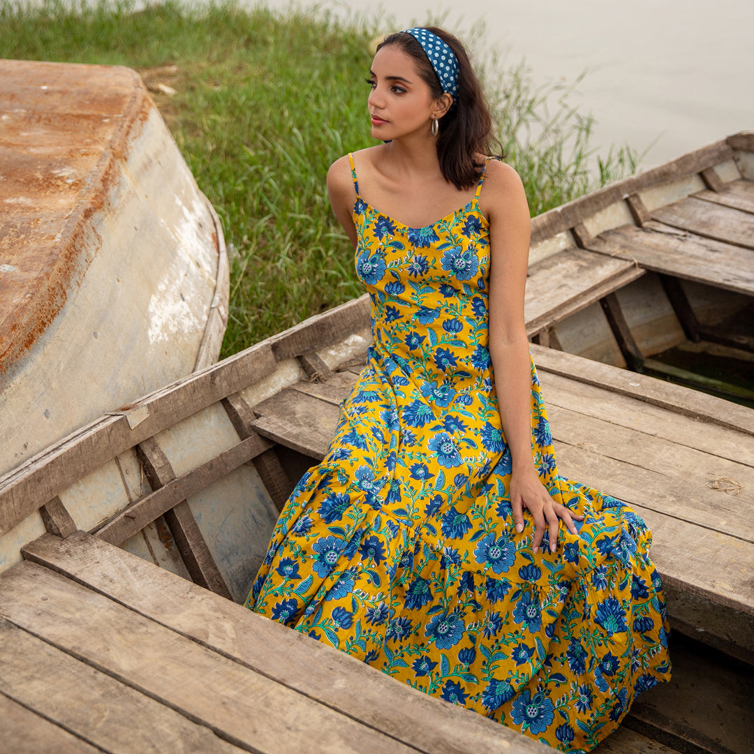 Viviana – Hand Block Printed Cotton Maxi Dress