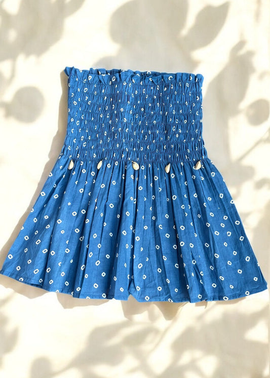 Blue Bandhani Smocked Top