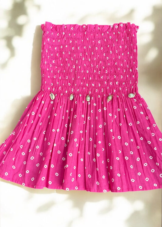 Hot Pink Bandhani Smocked Top