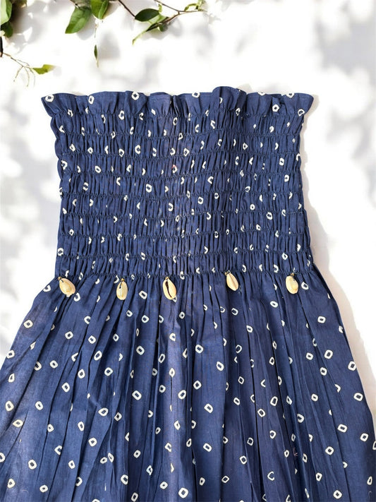 Indigo Tide Smocked Top