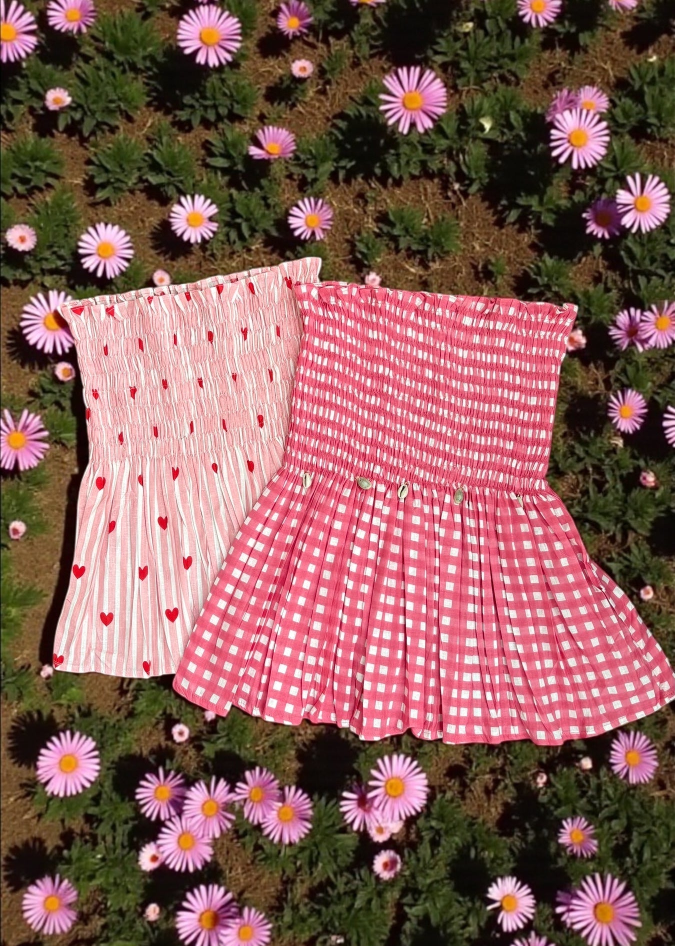 Gingham & Heart Smocked Top Duo