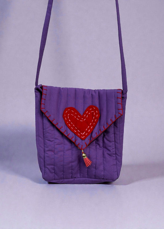 Heartline Quilted Crossbody Bag – Violet