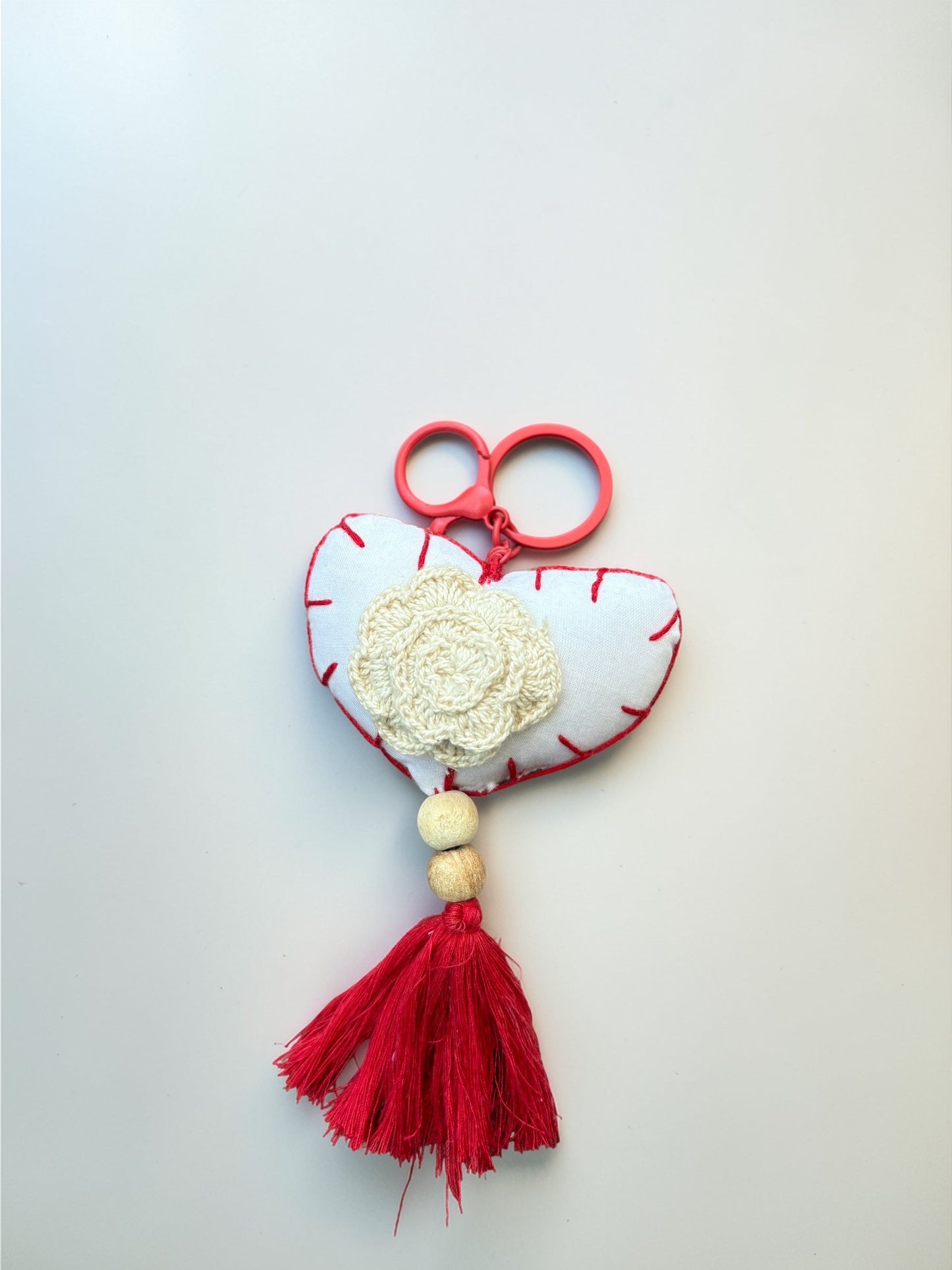 Handcrafted Tassel Floral Fabric Keychain