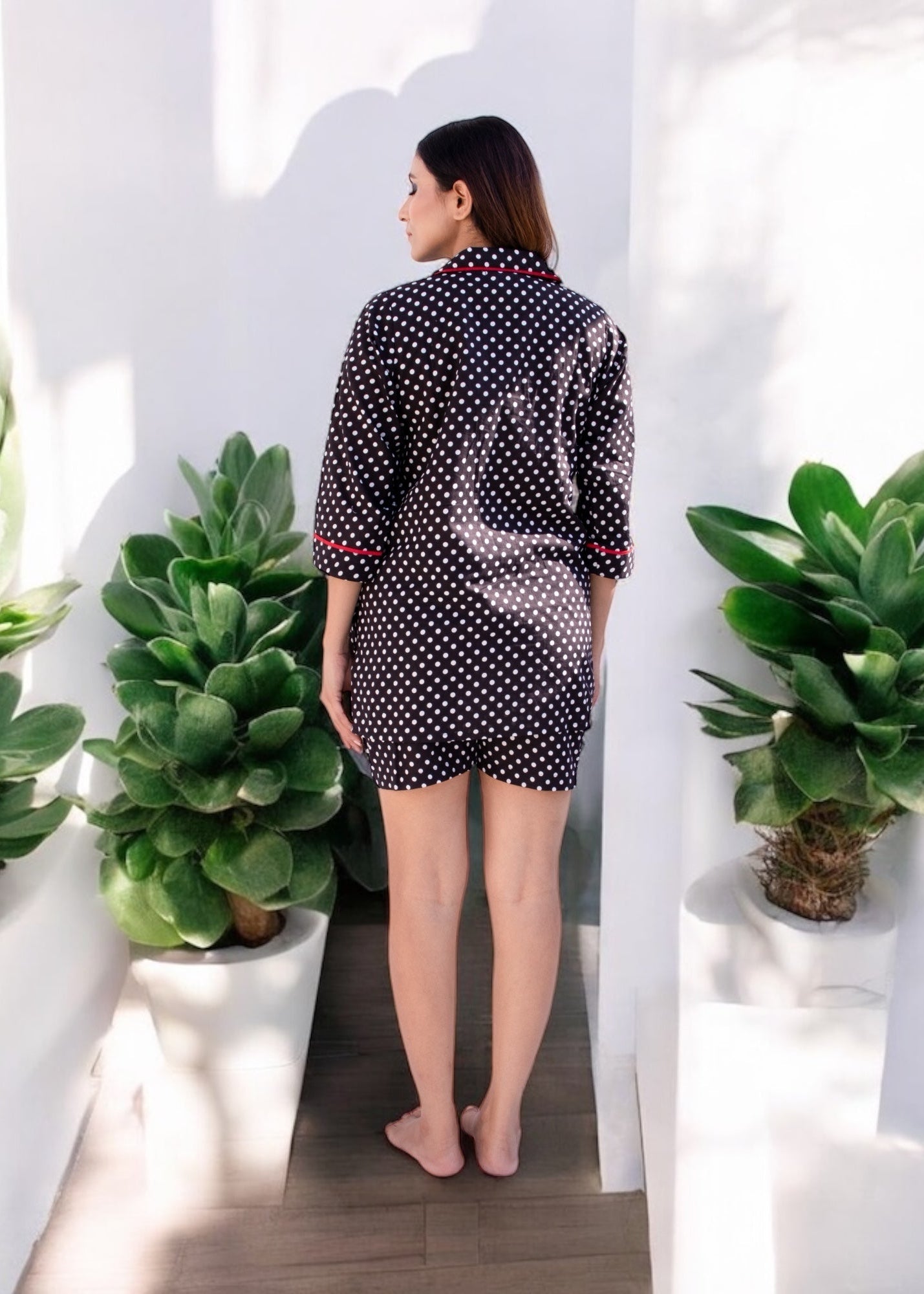 Delight – Polka Dot Cotton Lounge Shorts Set