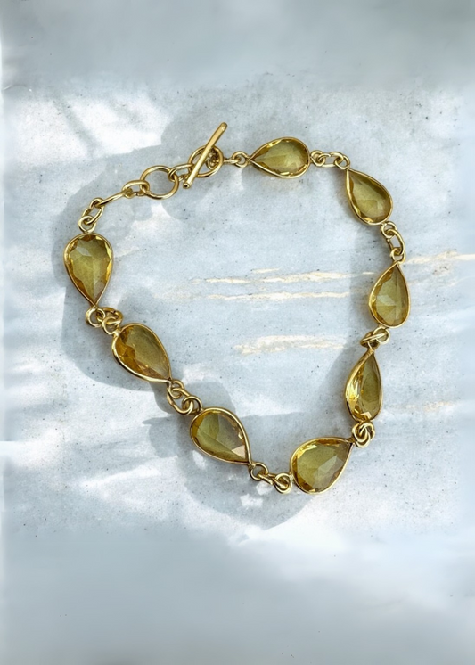 Nora Brass Bracelet with Yellow Crystals – That Romeo