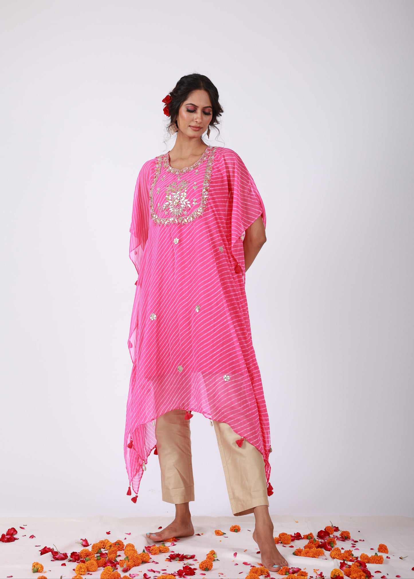 Pink Georgette Kaftan Set