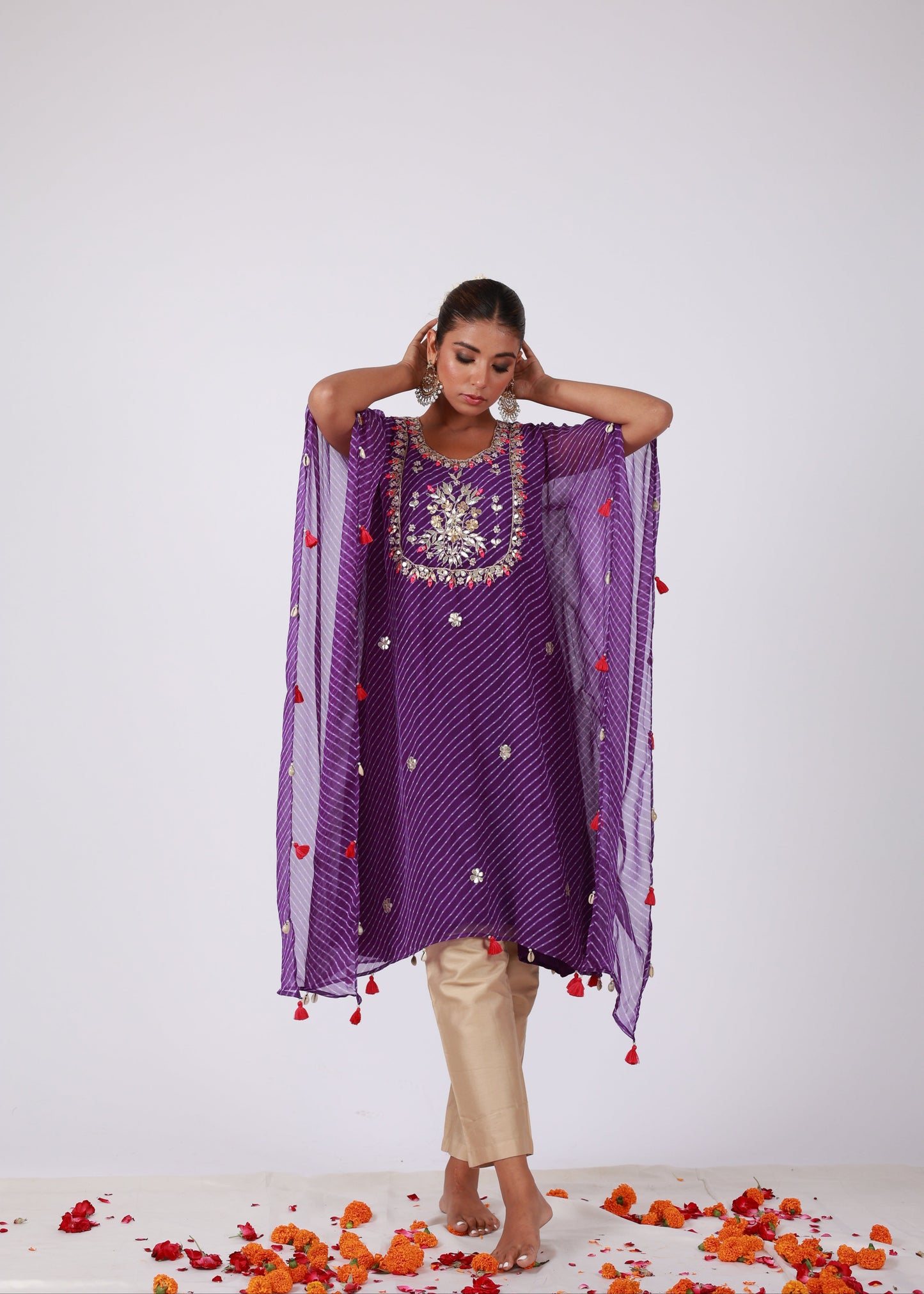 Purple Georgette Kaftan Set