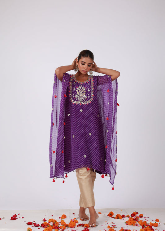 Purple Georgette Kaftan Set