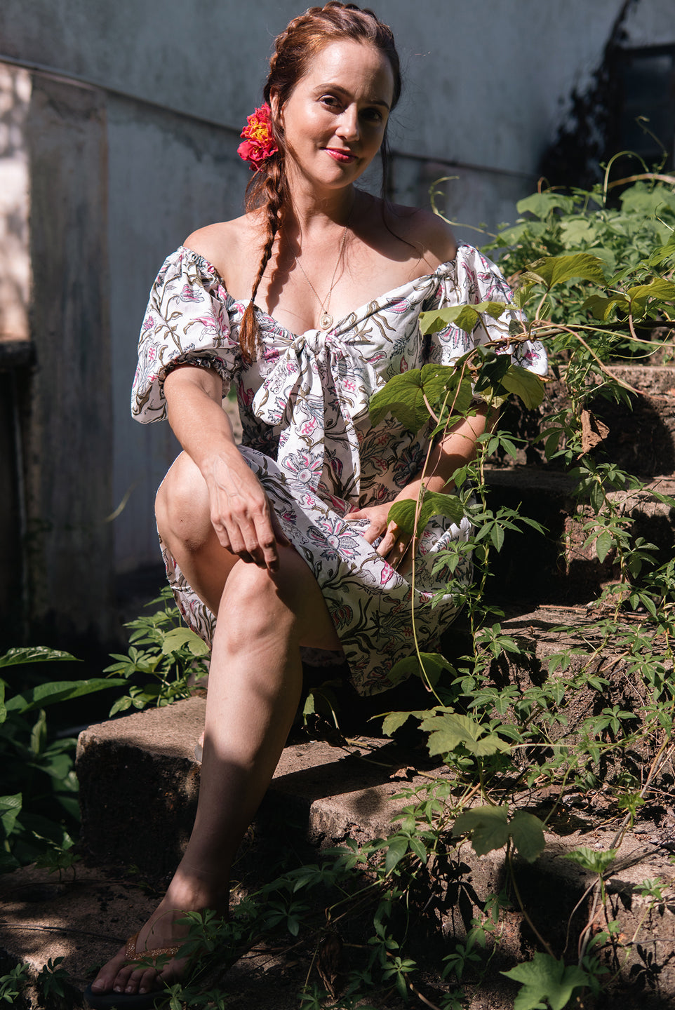 Dreamcatcher – Hand Block Printed Off-Shoulder Cotton Dress