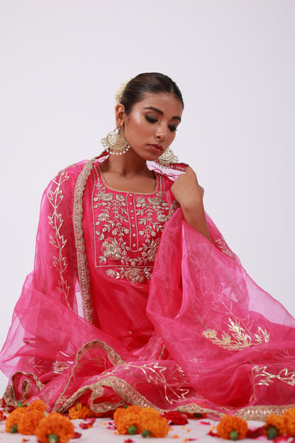Roobroo – Hand Embroidered Organza Kurta Set