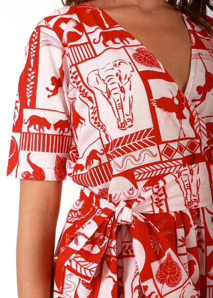 Red Tropical – Cotton Printed Summer Dress