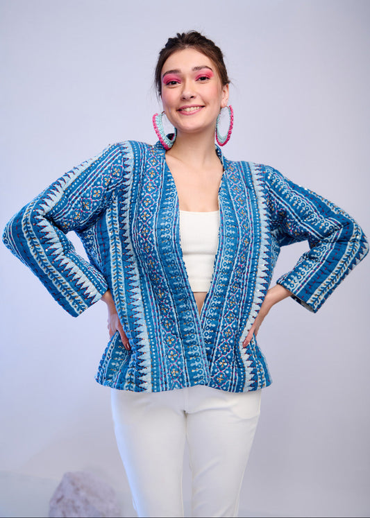 Bluemoon – Katha Embroidered Hand-Quilted Jacket