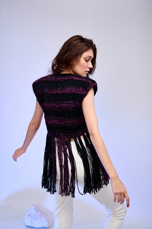 Knit Fringe Statement Scarf Top | Handcrafted Textured Winter Layer – ThatRomeo