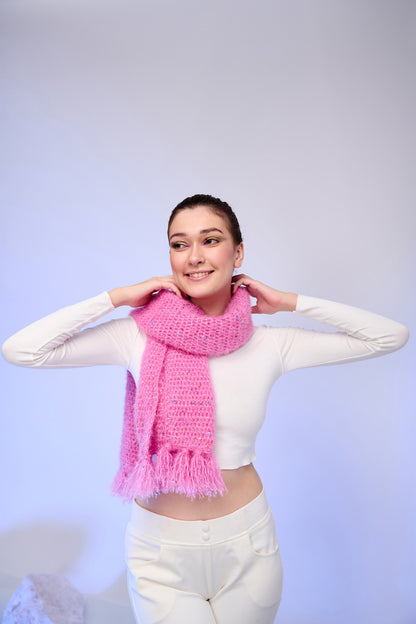 Pink Soft Knit Sequin Scarf | Cozy Lightweight Winter Neck Scarf – ThatRomeo