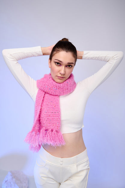 Pink Soft Knit Sequin Scarf | Cozy Lightweight Winter Neck Scarf – ThatRomeo