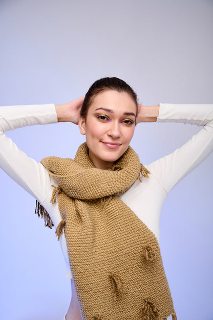 Classic Neutral Knit Scarf with Fringe