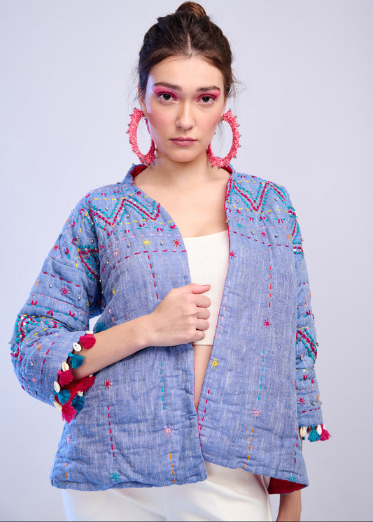Rangeen – Multicolour Embroidered Quilted Jacket