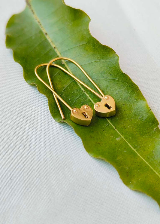 Locked in Love Brass Padlock Heart Earrings – That Romeo