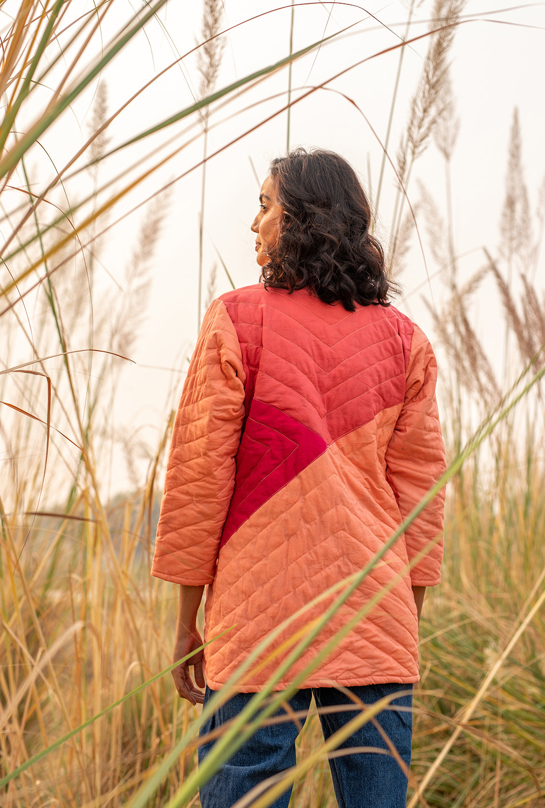 Cheery Peach Quilted Jacket — ThatRomeo