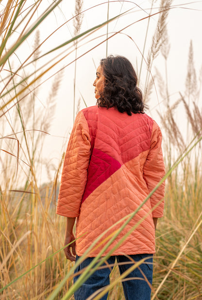 Cheery Peach Quilted Jacket — ThatRomeo