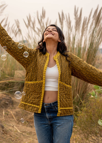 Pullis – Mustard Quilted Patchwork Jacket