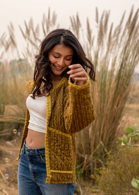 Pullis – Mustard Quilted Patchwork Jacket