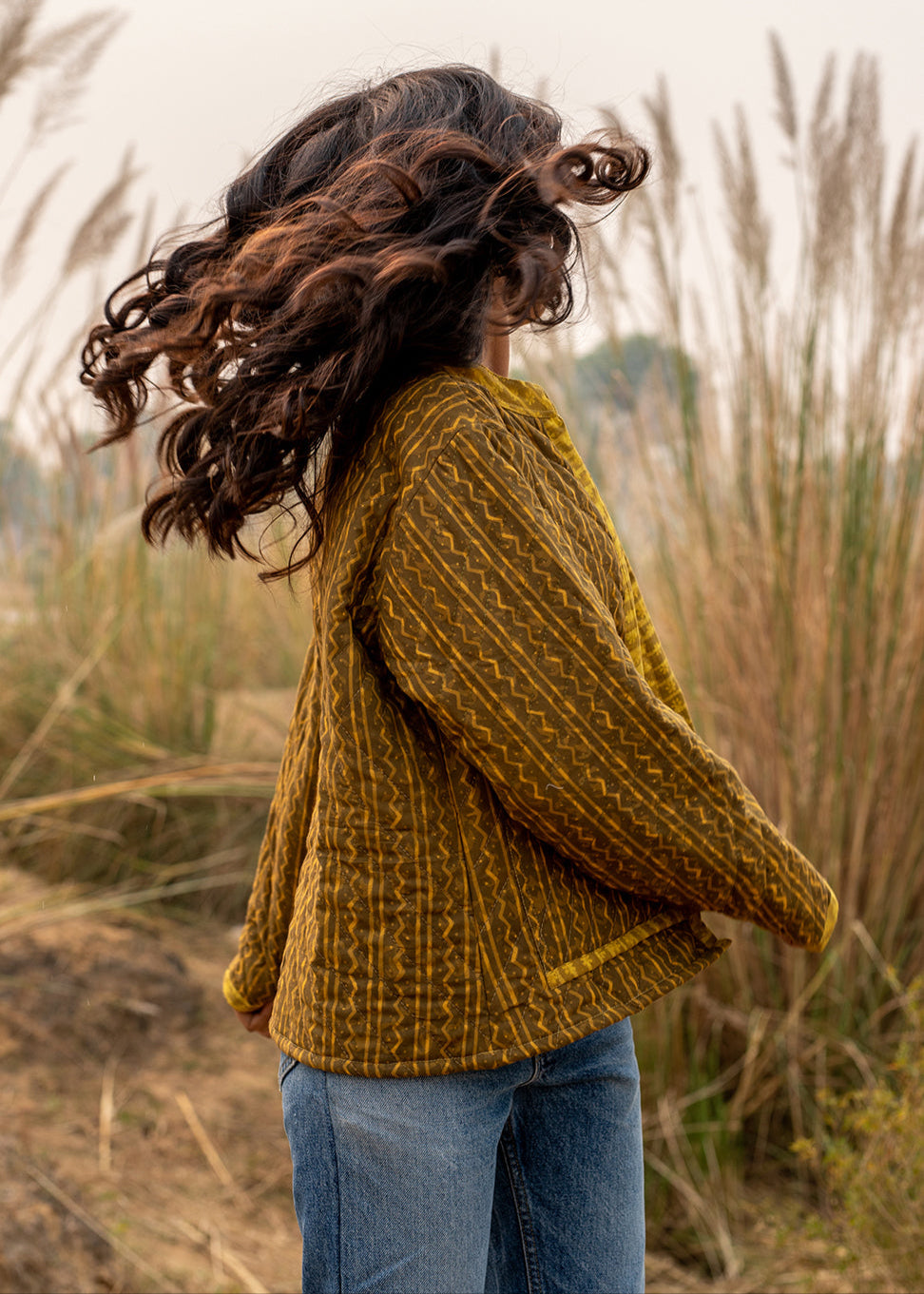 Pullis – Mustard Quilted Patchwork Jacket