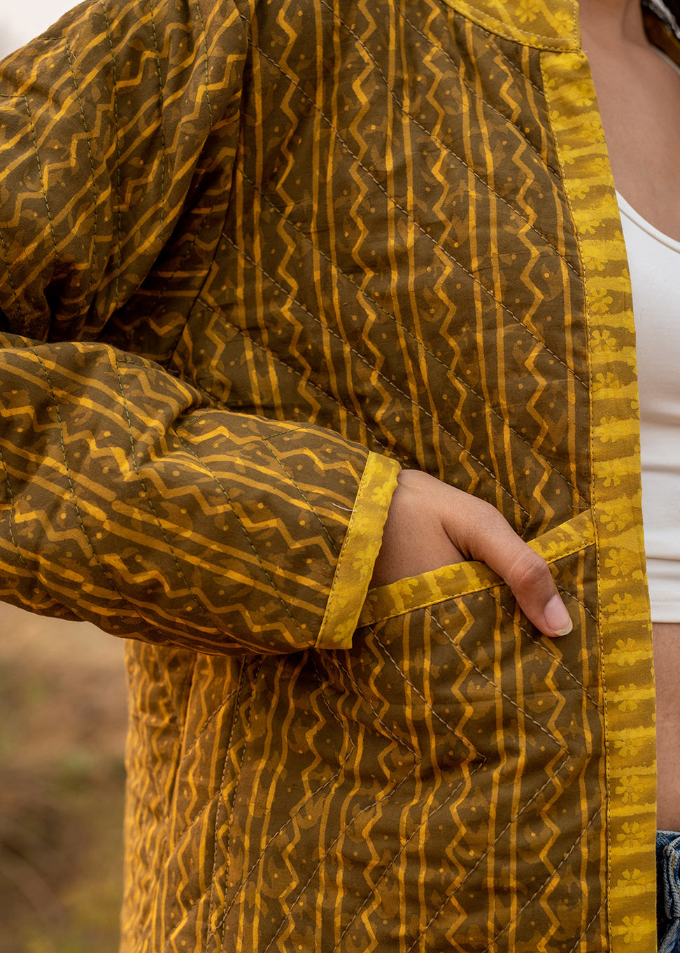Pullis – Mustard Quilted Patchwork Jacket
