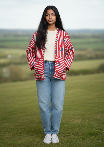 Cherry Stripe – Quilted Cotton Jacket | ThatRomeo