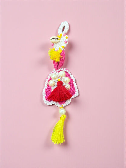 Boho Crochet Charm – Handmade Shell & Pearl Decor with Dual Tassels