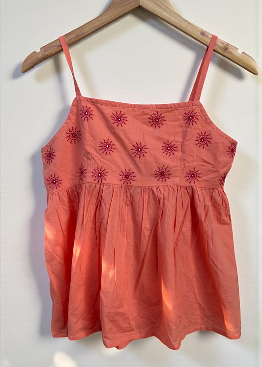 Peach Sunburst Embroidered Top