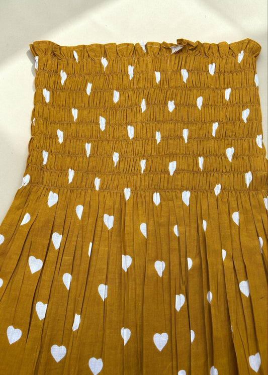 Mustard Sugarheart Smocked  Top