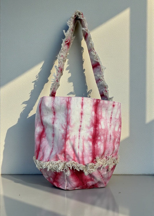 Crimson Tide Frayed-Edge Tie-Dye Tote Bag
