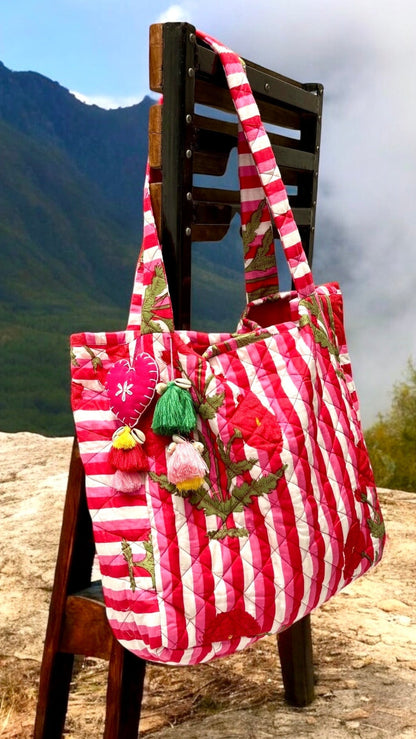 Mia Heart-Stitched Tote Bag