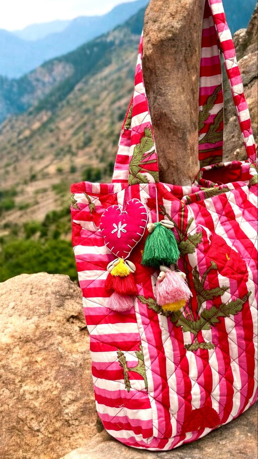 Mia Heart-Stitched Tote Bag