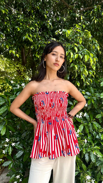 Cherry- smocked tops