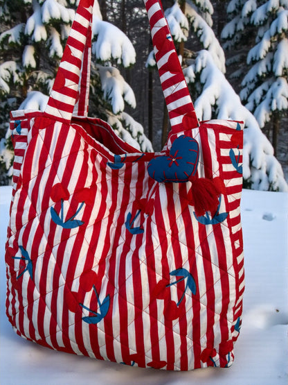 Red & White Candy  Quilted Tote Bag