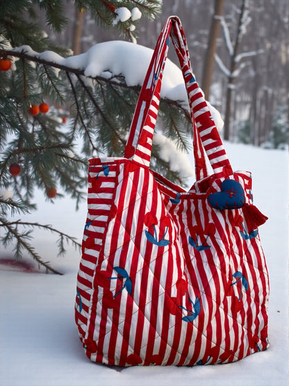 Red & White Candy  Quilted Tote Bag