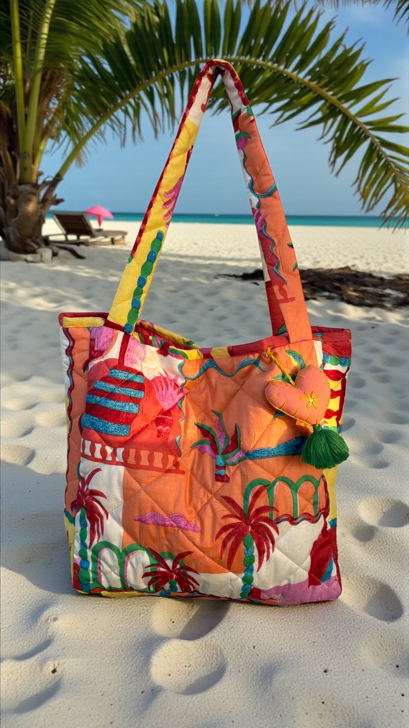 Tropical Palm Quilted Tote Bag