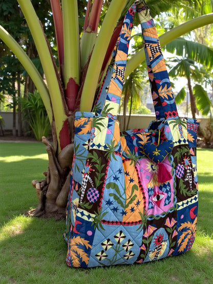 Tropical Patchwork Tote Bag