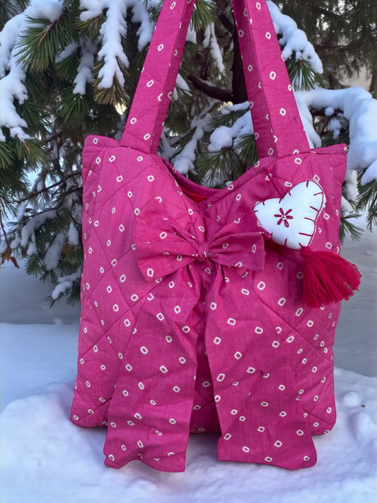 Bandhani Bow Heart Tote — ThatRomeo