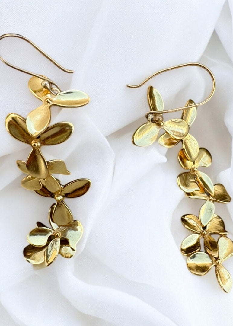 June Cascading Floral Brass Earrings – That Romeo