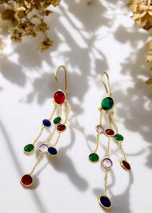 Vera Colorful Crystal Brass Dangle Earrings – That Romeo