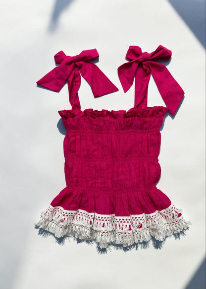 Rosé Riviera Smocked Top