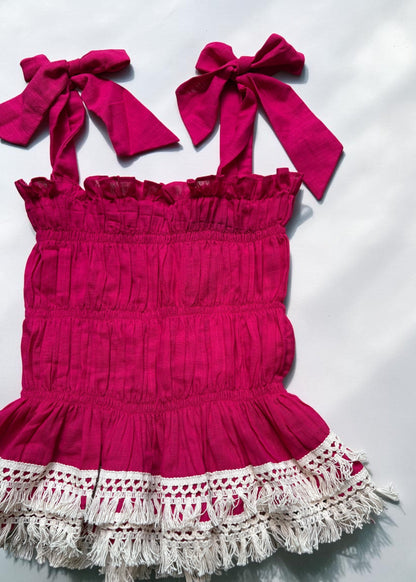 Rosé Riviera Smocked Top