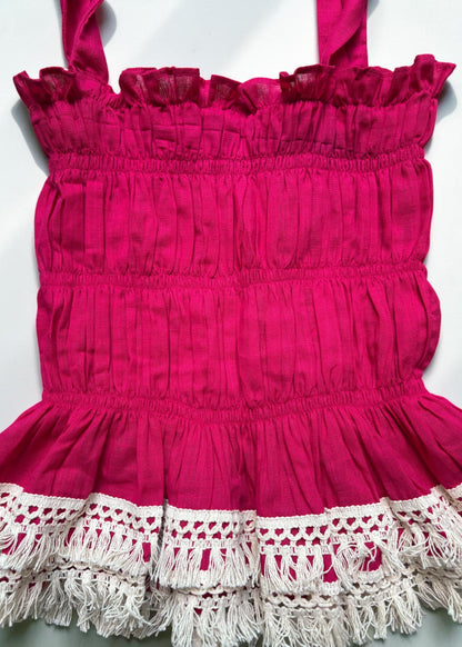 Rosé Riviera Smocked Top