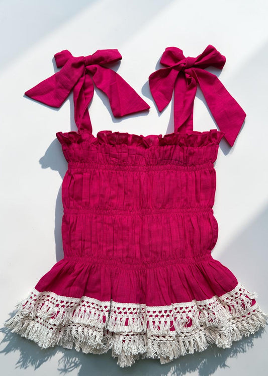 Rosé Riviera Smocked Top
