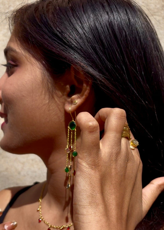 Vera Colorful Crystal Brass Dangle Earrings – That Romeo
