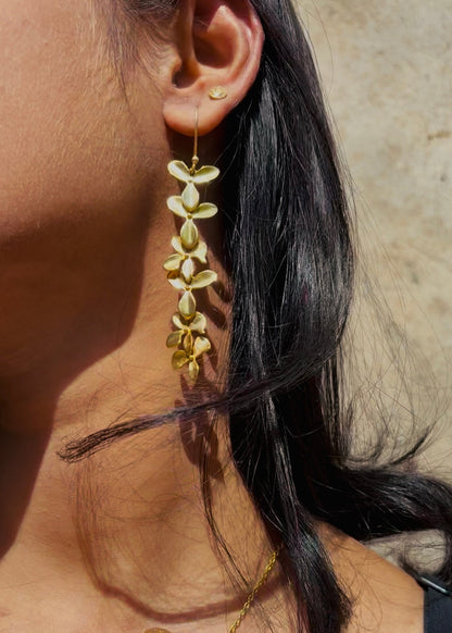 June Cascading Floral Brass Earrings – That Romeo