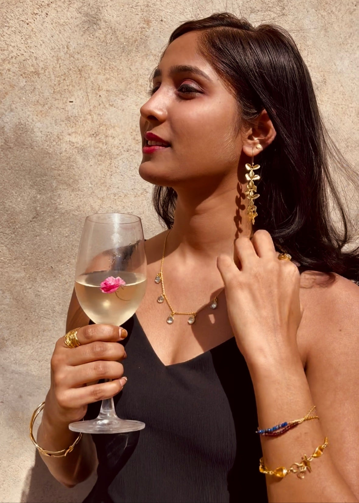 June Cascading Floral Brass Earrings – That Romeo